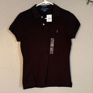Ralph Lauren Black Polo with Purple Logo